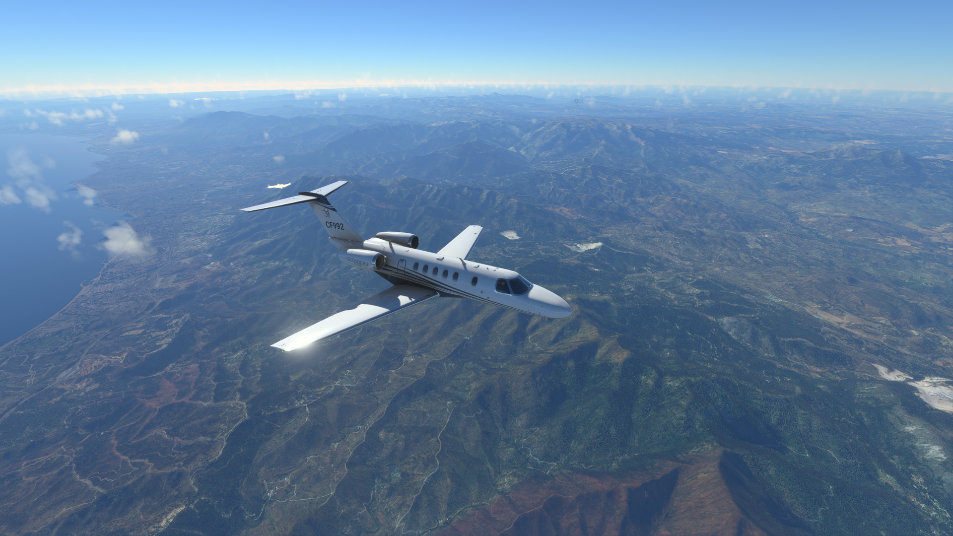 Flying over the Mediterranean coastline in Spain in a CJ4 | Microsoft Flight Simulator