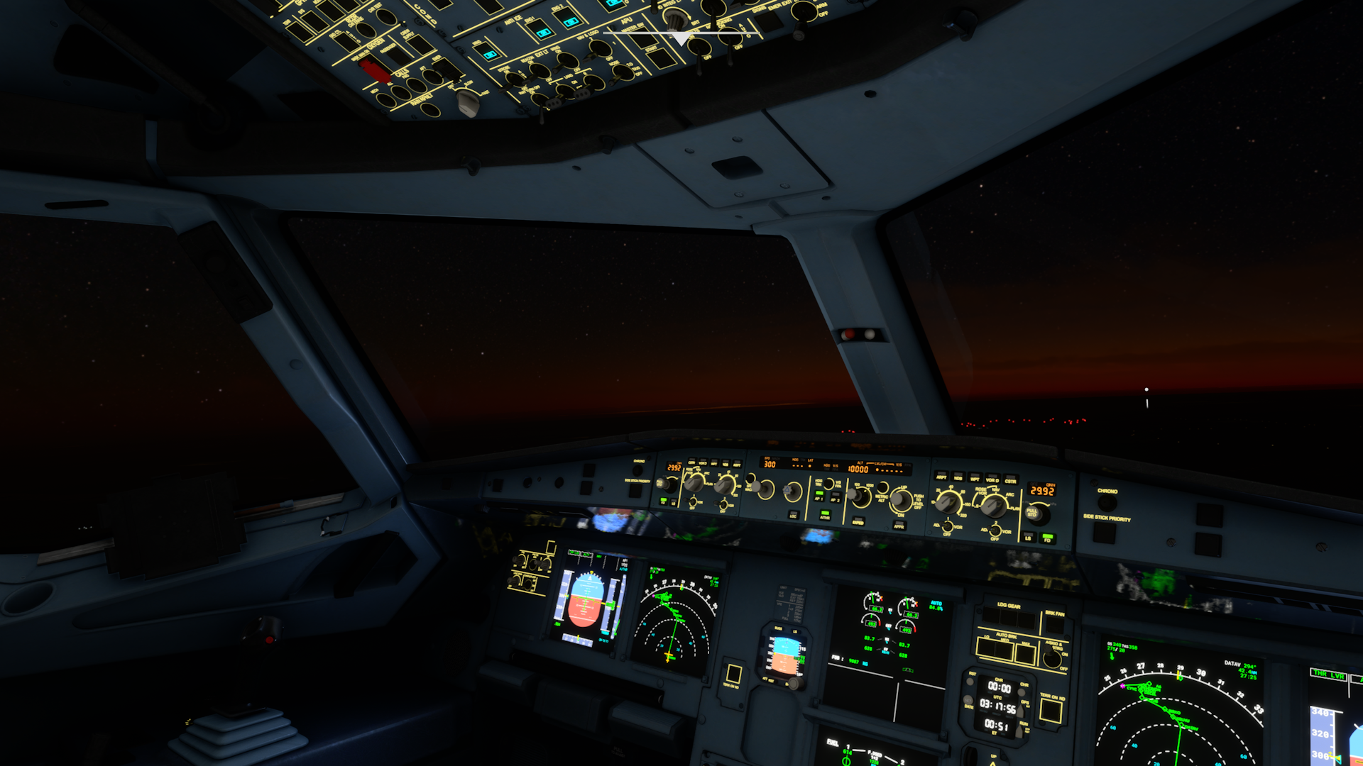 View from the cockpit during a night flight in Canada | Microsoft Flight Simulator