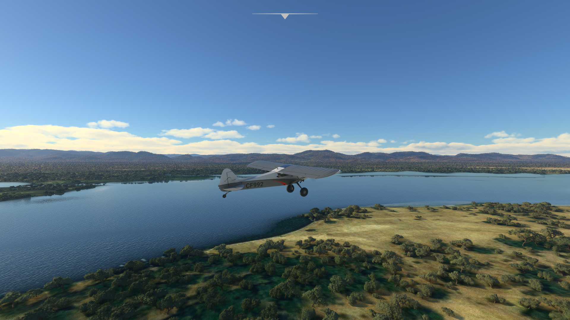 Flight over an African river in a CubCrafter | Microsoft Flight Simulator