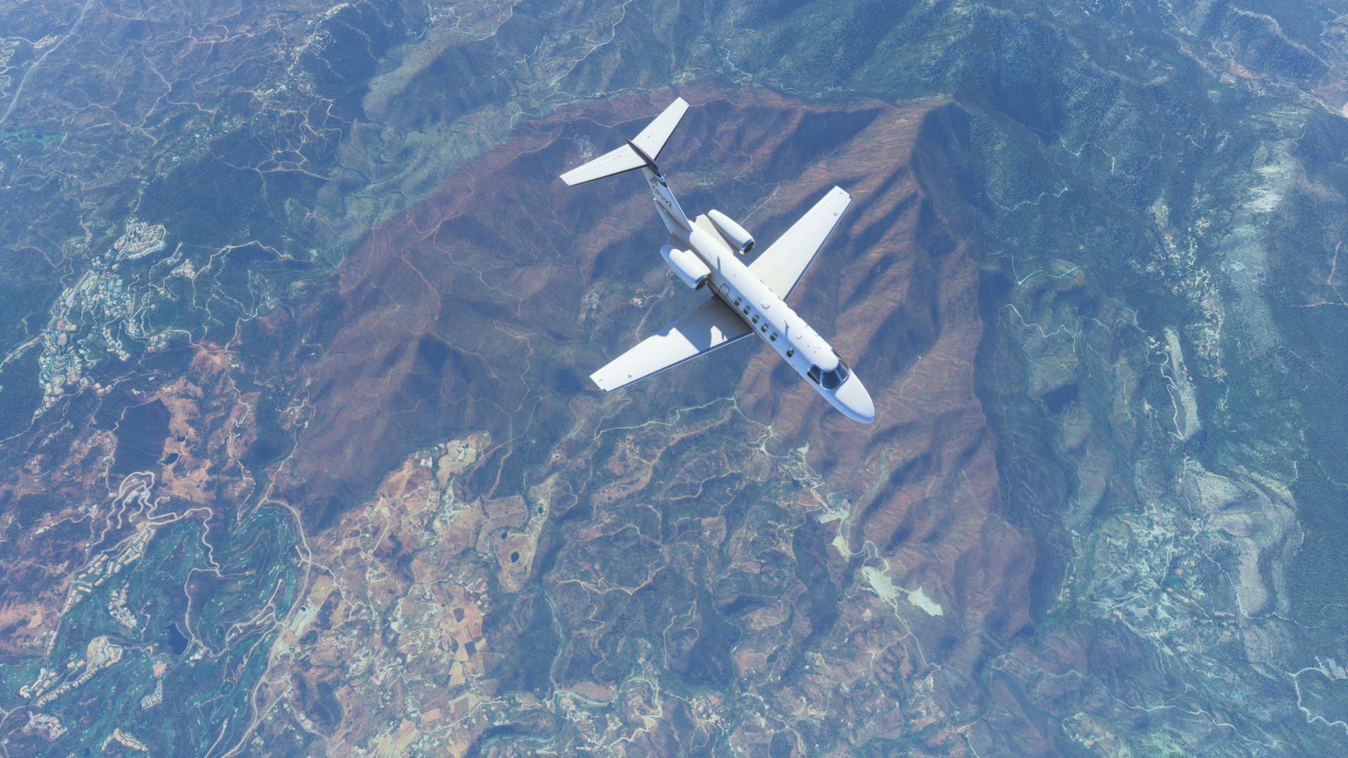 Flying over the mountains near Malaga in Spain on a CJ4 | Microsoft Flight Simulator