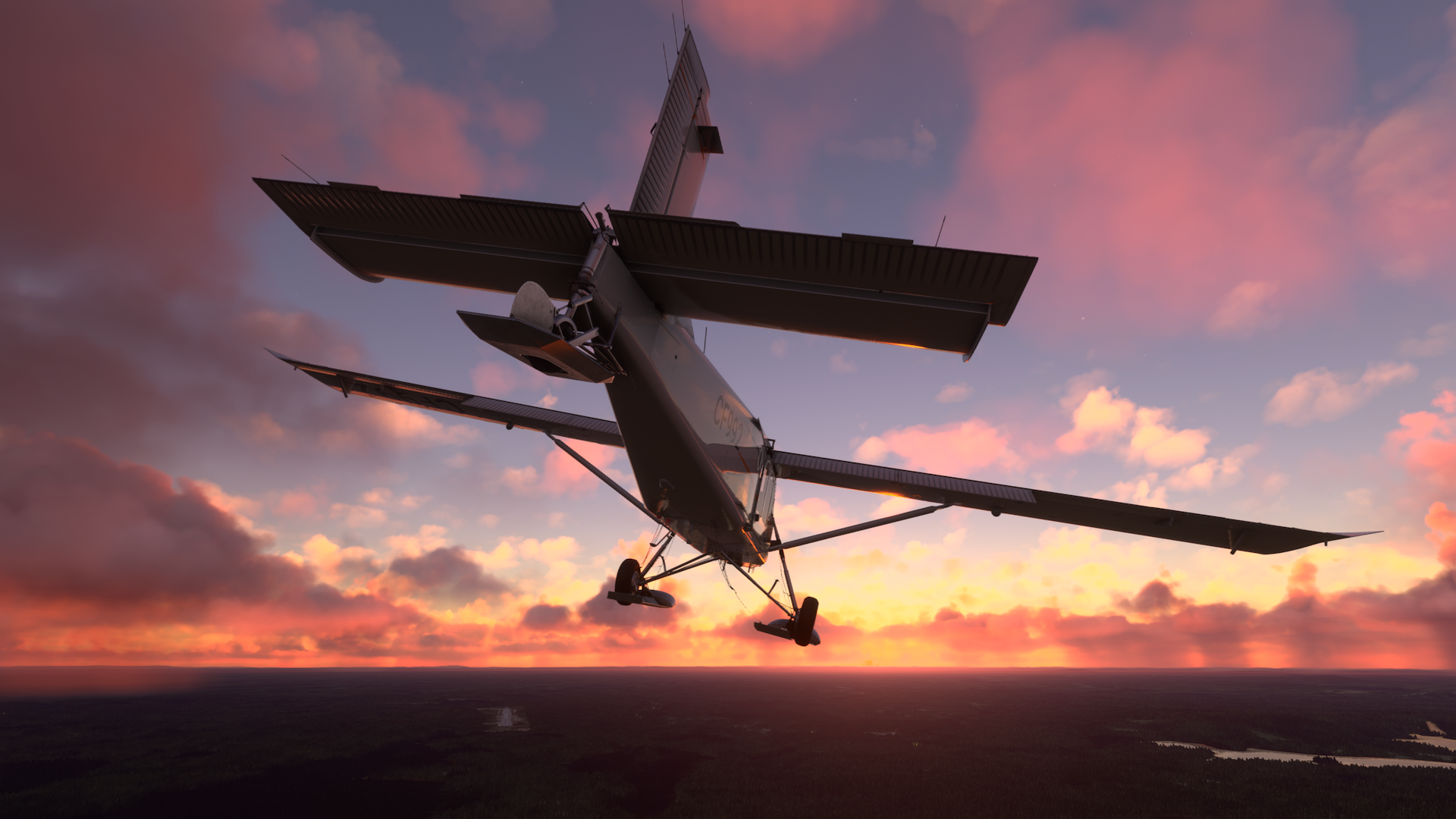 Sunset with a Pilatus on skis | Microsoft Flight Simulator