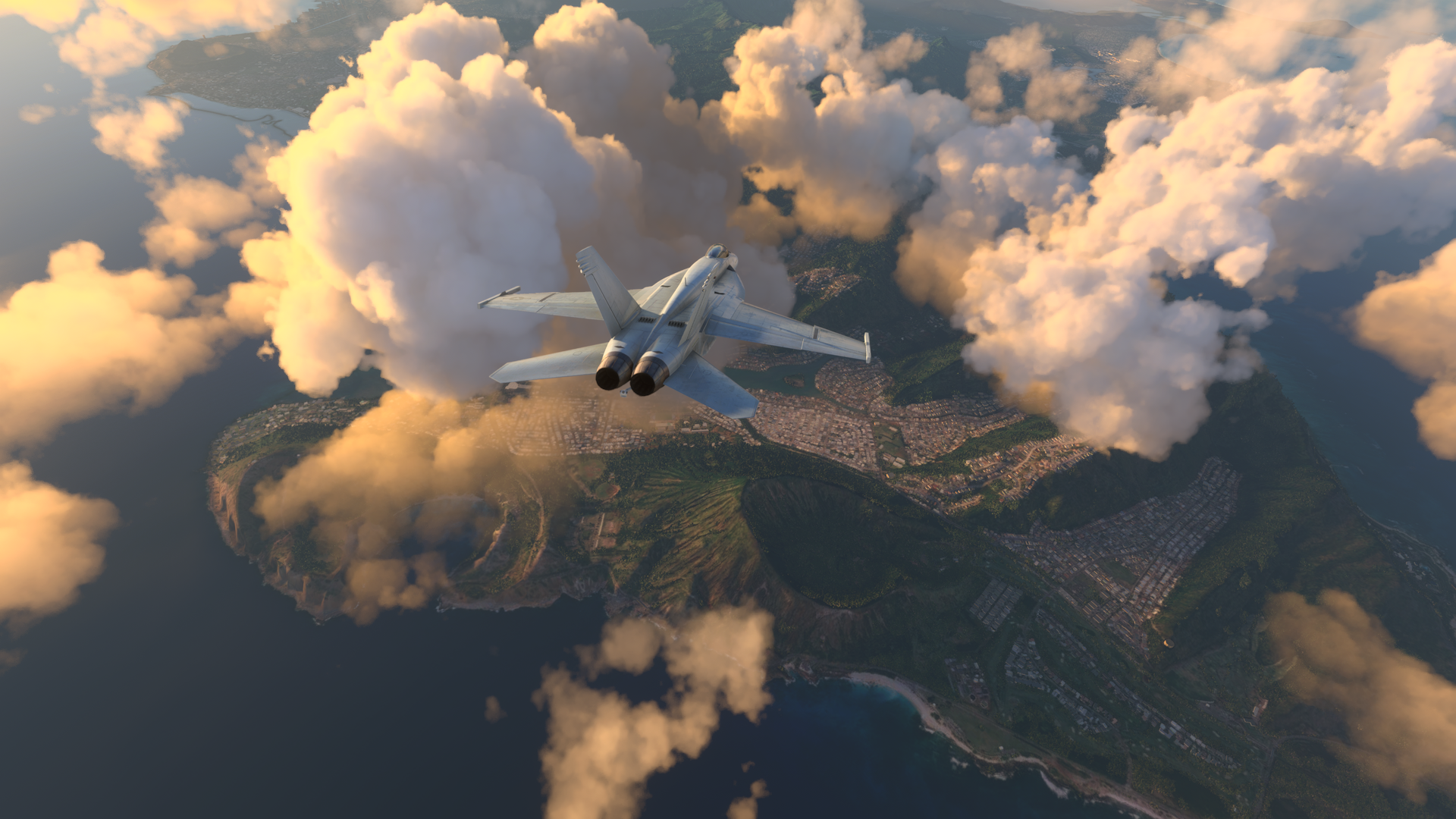 Beginning the descent to land at Honolulu | Microsoft Flight Simulator