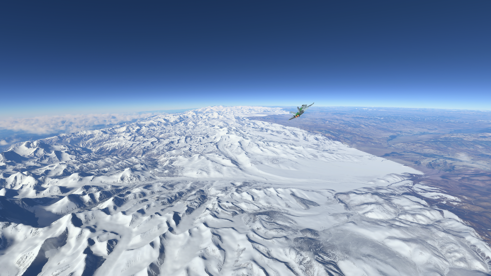 High-altitude flight over the Himalayas and the Steppe | Microsoft Flight Simulator
