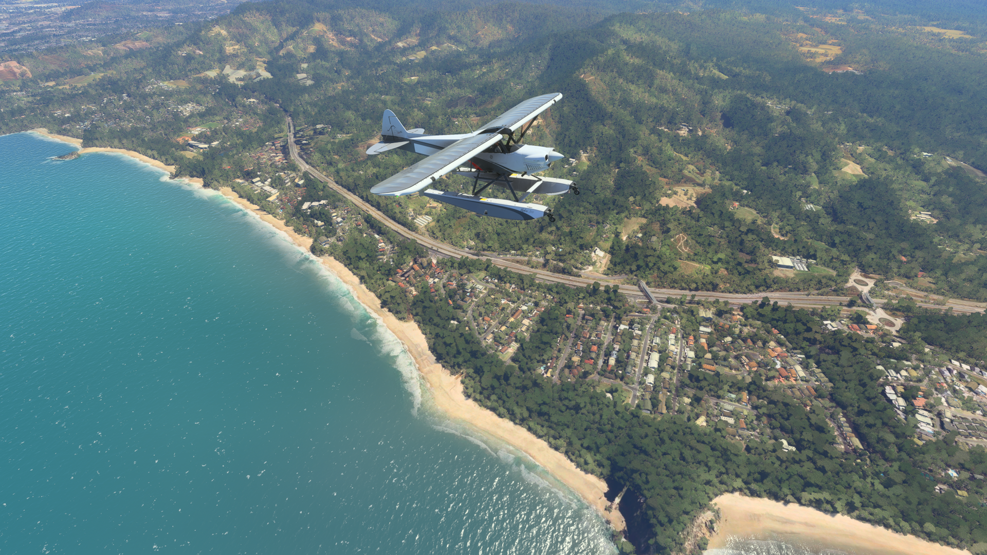 Flying over the Australian coastline in a float-equipped XCub | Microsoft Flight Simulator